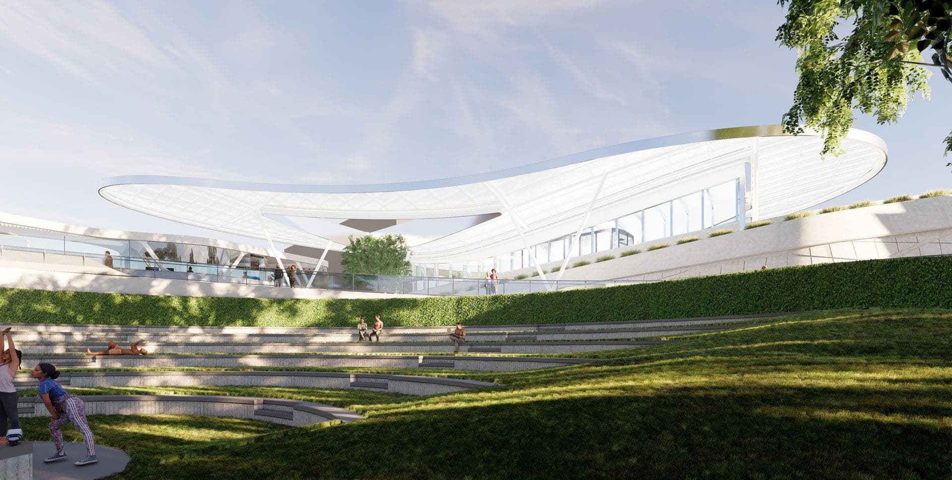 Rendering of The Goldrich Cultural Center and its outdoor amphitheater